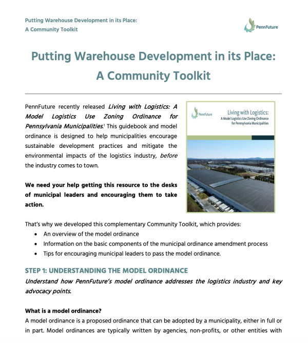 Banner Image of Community Toolkit for Logistics Ordinance Guidebook